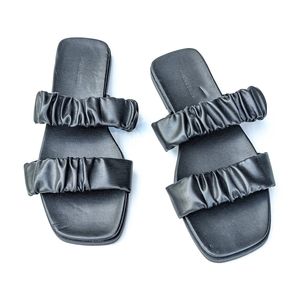 14TH and UNION Corin women's ruched double strap slide sandals